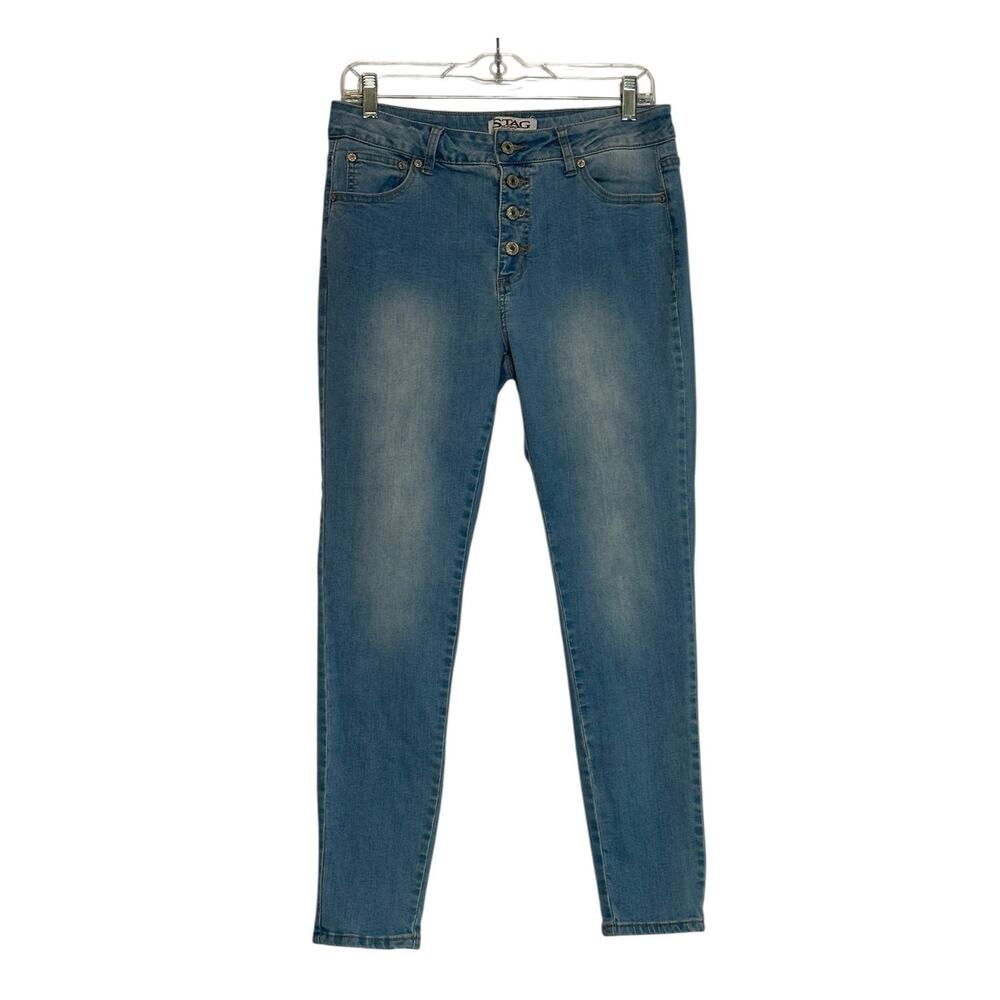 Stag button closure stretch high waist skinny jeans size 15
